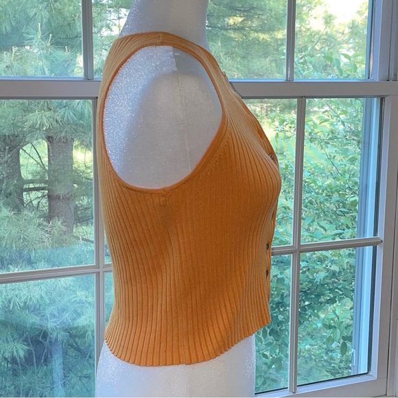 Calvin Klein Ribbed Sweater Tank - Button Front - Racerback -Cropped - Picture 3 of 9